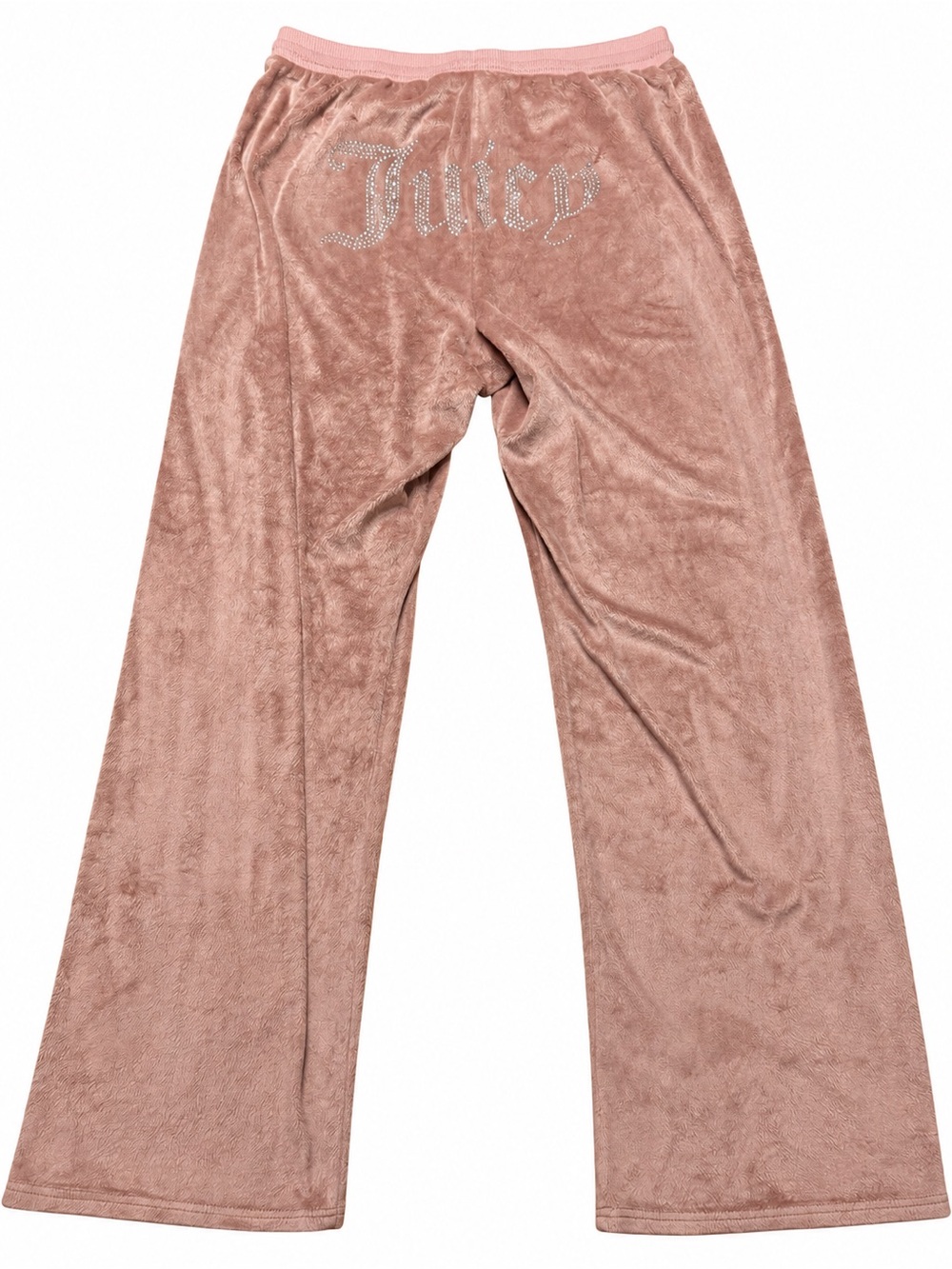 Juicy Couture Pink Velour Rhinestone Juicy Wide Leg Lounge Pants L Y2K